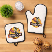 Jurassic Pork – BBQ Humor Ofenhandschuhe Ovenwant & Pannenlap Set (Top down)