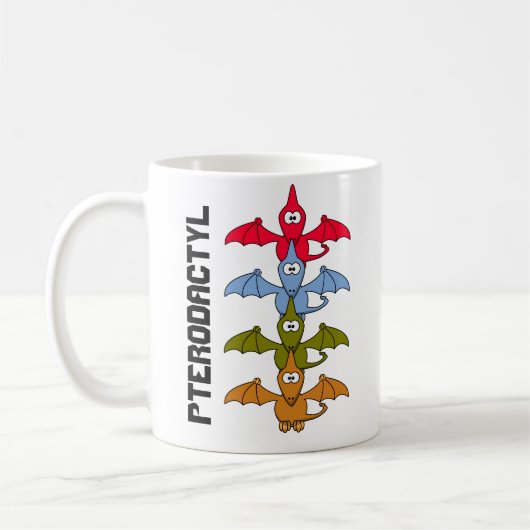 Jurassic Pterodactyl Cartoon Koffie Mok (Links)