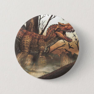 Jurassic Reis: Dinosaurussen in hun Natuurlijke Ha Ronde Button 5,7 Cm