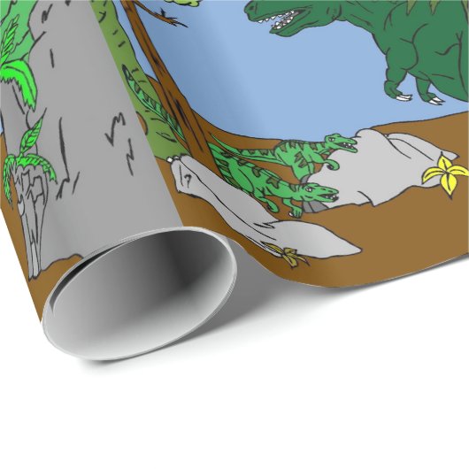 Jurassic Scene wrapping Paper Cadeaupapier (Rol Hoek)