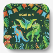 Jurassic Schattigee Dinosaurs Boys Verjaardagsfees Papieren Bordje (Voorkant)