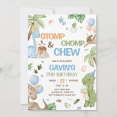 Jurassic Schattigee Dinosaurus Verjaardagsfeest Kaart (Voorkant)