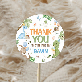 Jurassic Schattigee Dinosaurus Verjaardagsfeest Ronde Sticker