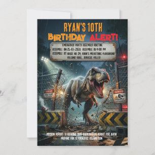 Jurassic T Rex Avontuur 10e Verjaardagsfeestje Kaart