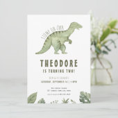 Jurassic T-Rex Dino Dinosaur Verjaardagsuitnodigin Kaart (Staand voorkant)