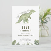 Jurassic T-Rex Jongen Dinosaurus Verjaardag Uitnod Kaart (Staand voorkant)