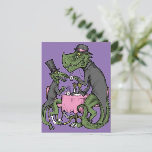 Jurassic Tea Party Briefkaart (Staand voorkant)