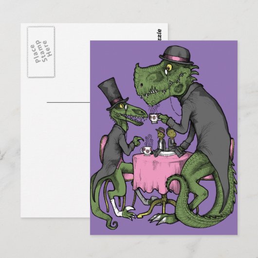 Jurassic Tea Party Briefkaart (Voorkant / Achterkant)