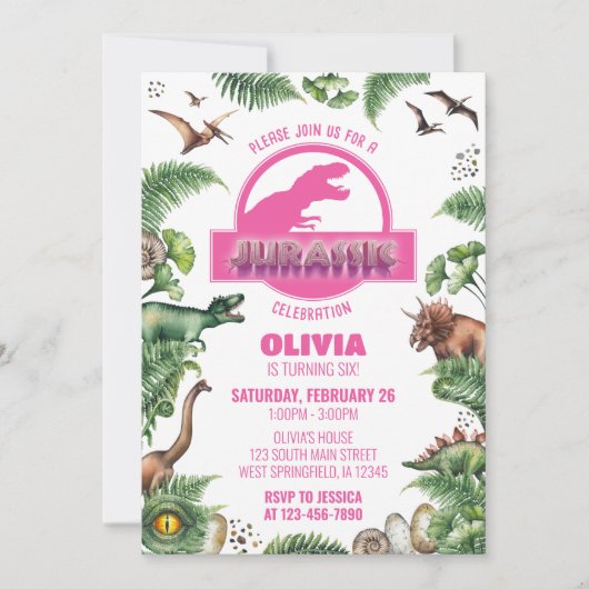 Jurassic Verjaardag Uitnodiging Jurassic Uitnodige (Voorkant)