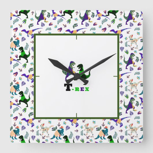 Jurassic World Vierkante Klok (Voorkant)