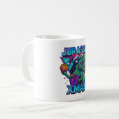 Jurassic Xmas T-Rex - Retro 80s Neon Dinosaur Xmas Koffiemok (Voorkant links)
