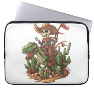 Jurassische Cowboy Schedel � Grappige Dino Rodeo Laptop Sleeve