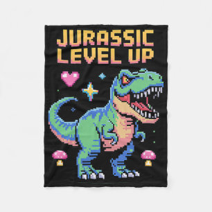 Juric Level Up Pixel Dinosaur Retro Gamer 1  Fleece Deken