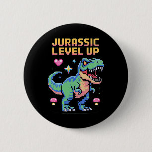 Juric Level Up Pixel Dinosaur Retro Gamer 1  Ronde Button 5,7 Cm
