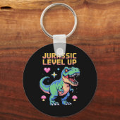Juric Level Up Pixel Dinosaur Retro Gamer 1  Sleutelhanger (Voorkant)