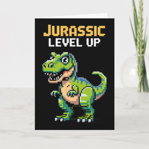 Juric Level Up Pixel Dinosaur Retro Gamer  Kaart