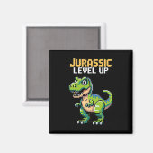 Juric Level Up Pixel Dinosaur Retro Gamer  Magneet (Voorkant / Achterkant)