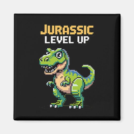 Juric Level Up Pixel Dinosaur Retro Gamer  Magneet (Voorkant)