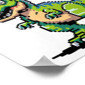 Juric Level Up Pixel Dinosaur Retro Gamer  Poster (Hoek)