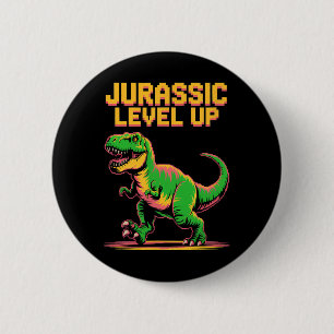 Juric Level Up Pixel Dinosaur Verjaardag Gamer  Ronde Button 5,7 Cm