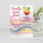 Juridisch 21ste. Verjaardag Bash voor een meisje Kaart (Staand voorkant)