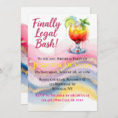 Juridisch 21ste. Verjaardag Bash voor een meisje Kaart (Voorkant / Achterkant)