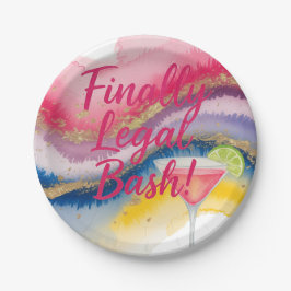 Juridisch 21ste. Waterverf glitter verjaardag Papieren Bordje