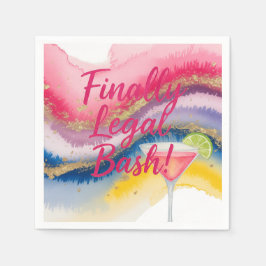 Juridisch 21ste. Waterverf glitter verjaardag Servet