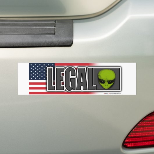 JURIDISCH ALIEN BUMPERSTICKER (Op auto)