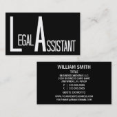 Juridisch Assistent Zwart Eenvoudig Visitekaartje (Voorkant / Achterkant)