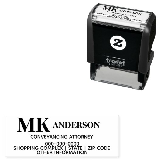 Juridisch beroep monogram transporteur adres  zelfinktende stempel (In situ)