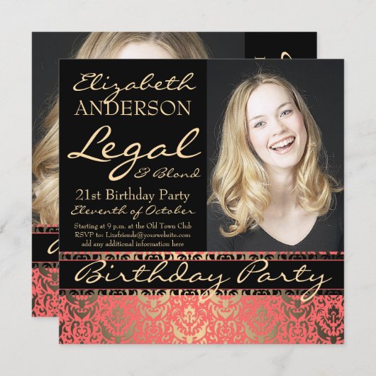 Juridisch en Blond 21ste Verjaardagsfeest Kaart (Voorkant / Achterkant)