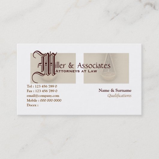 Juridisch recht advocaat visitekaartje (Voorkant)