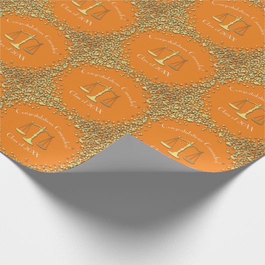 Juridisch School Graduation Party Gold Oranje Cadeaupapier (Hoek)
