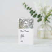 JURIDISCHE KANTOOR, ADVOCAAT DAMASK Zwart Wit Visitekaartje (Staand voorkant)