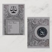 JURIDISCHE KANTOOR, ADVOCAAT Monogram grijs papier Visitekaartje (Voorkant / Achterkant)