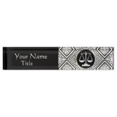 JURIDISCHE KANTOOR, ATTORNEY BLACK WHITE DAMASK NAAMBORDJE (Voorkant)
