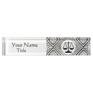 JURIDISCHE KANTOOR, ATTORNEY BLACK WHITE DAMASK NAAMBORDJE