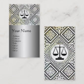 JURIDISCHE KANTOOR, ATTORNEY DAMASK Black Silver P Visitekaartje (Voorkant / Achterkant)