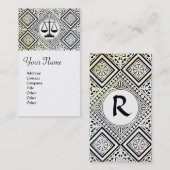 JURIDISCHE KANTOOR, ATTORNEY DAMASK monogram White Visitekaartje (Voorkant / Achterkant)