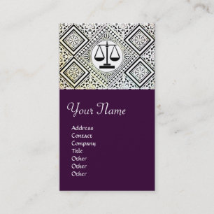 JURIDISCHE KANTOOR, ATTORNEY DAMASK paars Visitekaartje