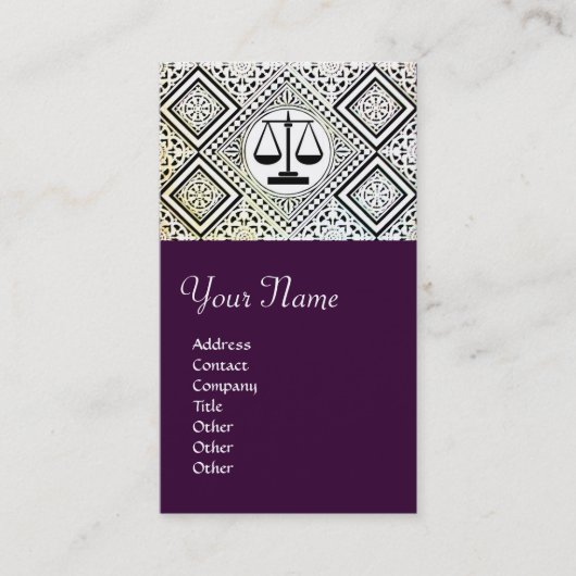 JURIDISCHE KANTOOR, ATTORNEY DAMASK paars Visitekaartje (Voorkant)