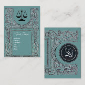 JURIDISCHE KANTOOR, ATTORNEY Monogram, blauw grijs Visitekaartje (Voorkant / Achterkant)