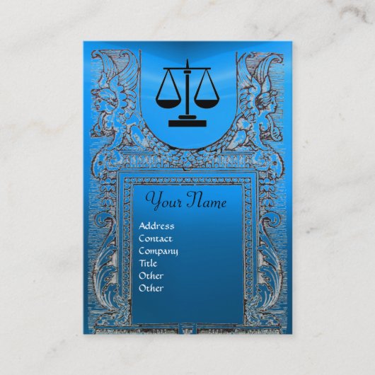 JURIDISCHE KANTOOR, ATTORNEY Monogram blauw Visitekaartje (Voorkant)