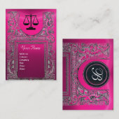 JURIDISCHE KANTOOR, ATTORNEY Monogram, roze Visitekaartje (Voorkant / Achterkant)