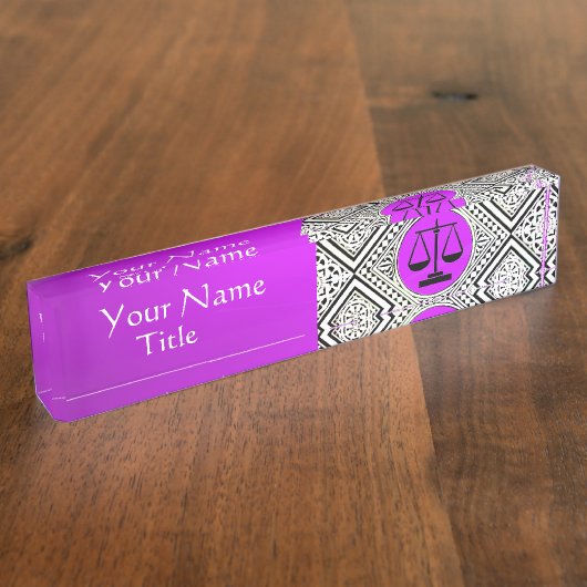 JURIDISCHE KANTOOR, ATTORNEY PAARSE WHITE DAMASK NAAMBORDJE (Zijkant)