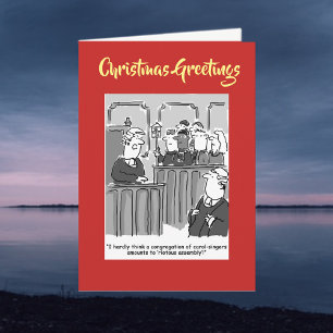 Juridische rechtszaal Cartoon met QR Code Christma Feestdagen Kaart