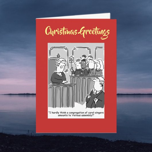 Juridische rechtszaal Cartoon met QR Code Christma Feestdagen Kaart