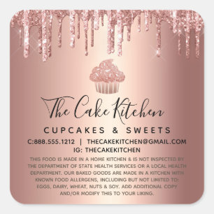 Juridische Roze Gouden Cupcake Drips Bakkerij Geba Vierkante Sticker