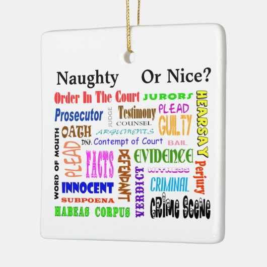Juridische term kerstversiering keramisch ornament (Links)
